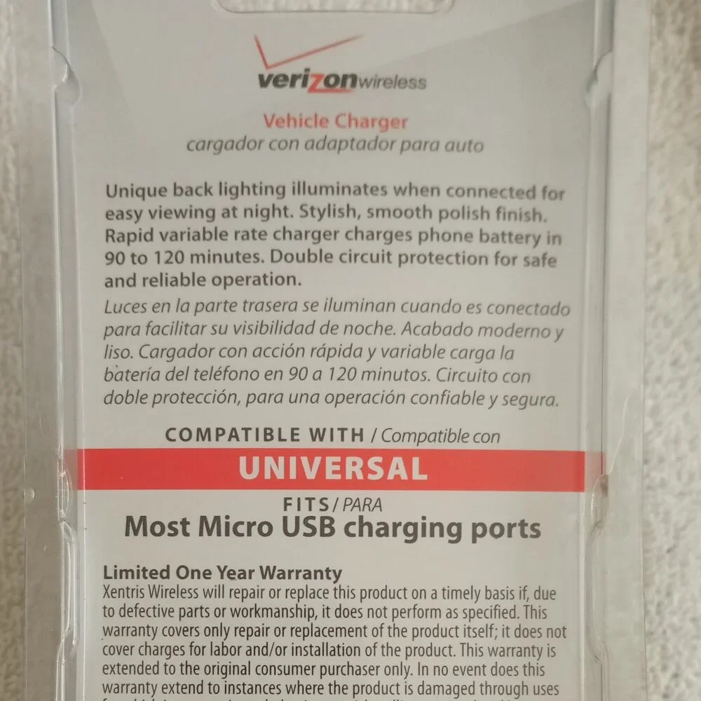 Verizon universal vehicle charger micro USB